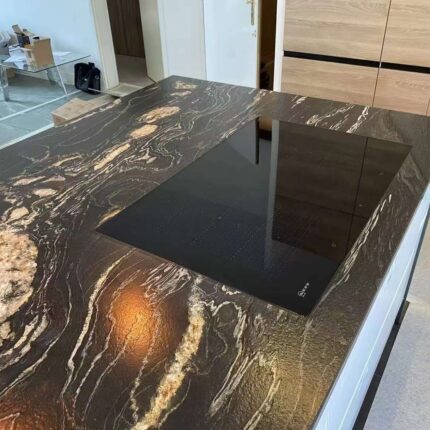 Cosmic Black Gold Granite Kitchen Countertops